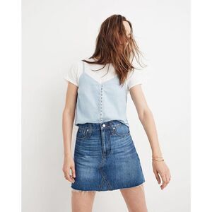 Rigid Denim A-Line Mini Skirt in Lakeline Wash: Eco Edition Size 24